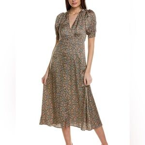 Boden Satin Tea Dress Nightshadow Block Paisley 10p
